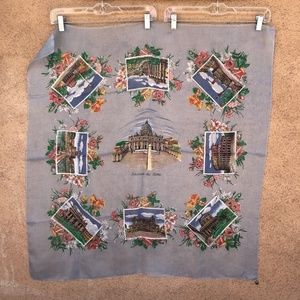VTG 1950s Silk Scarf Italian Souvenir Rome Italy
